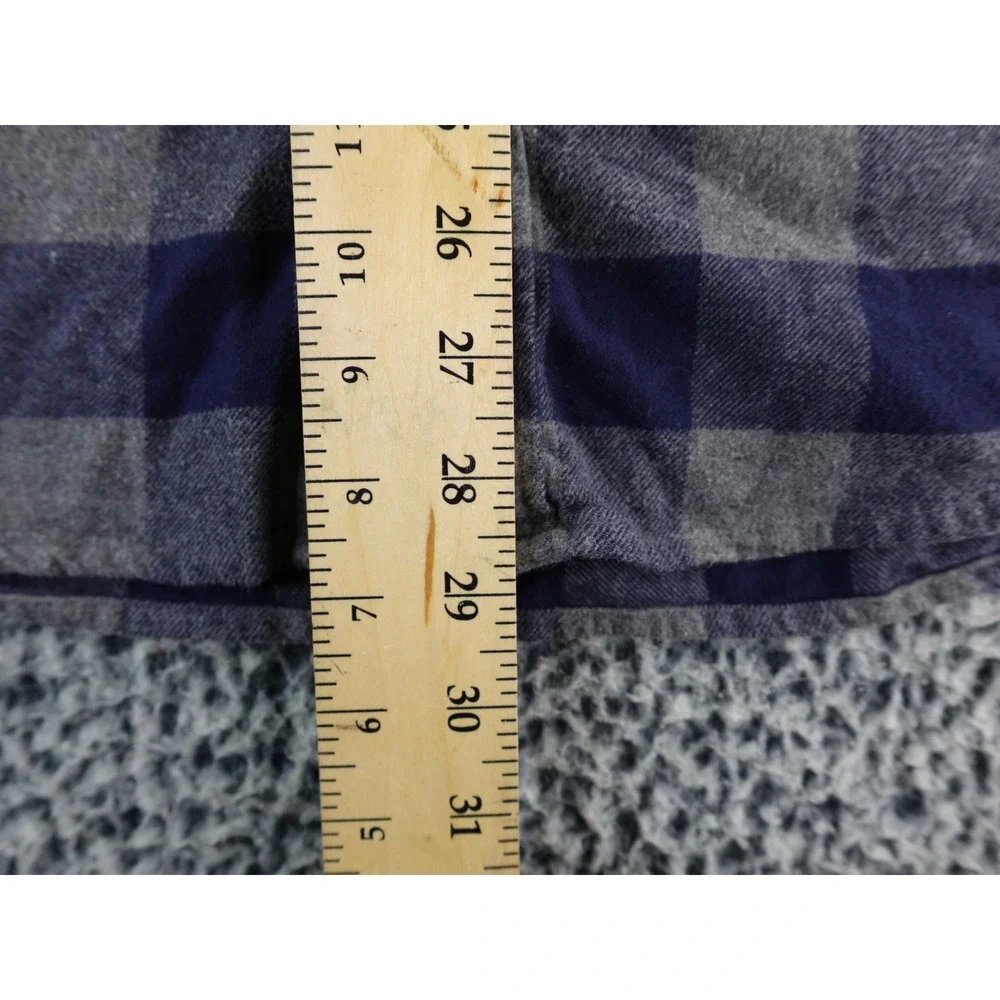 J Crew Classic Flannel‎ Shirt Blue Gray Plaid Double Brushed Long Sleeve Men L